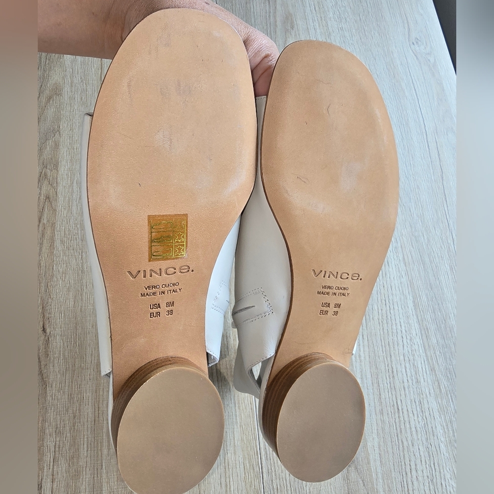 Vince Maro San Remo Lux Leather Sandals Off White Size 8M - Picture 8 of 10